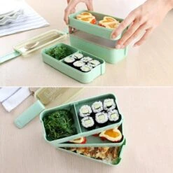 Lunchbox - Meal Prep Bakjes - Lunch Box Met Deksel - Meal Prep – Bento Box - Lunchtrommel Met Bestek Beige -Thuisopslag 1200x1200 190