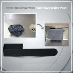Staalsmid® - Vaatdoekhouder - Aanrecht Organiser Gootsteen – Gootsteen Organiser - Vaatdoek Houder Gootsteen - Vaatdoekhouder Zwart - Vaatdoekhouder RVS - Vaatdoek Rekje
