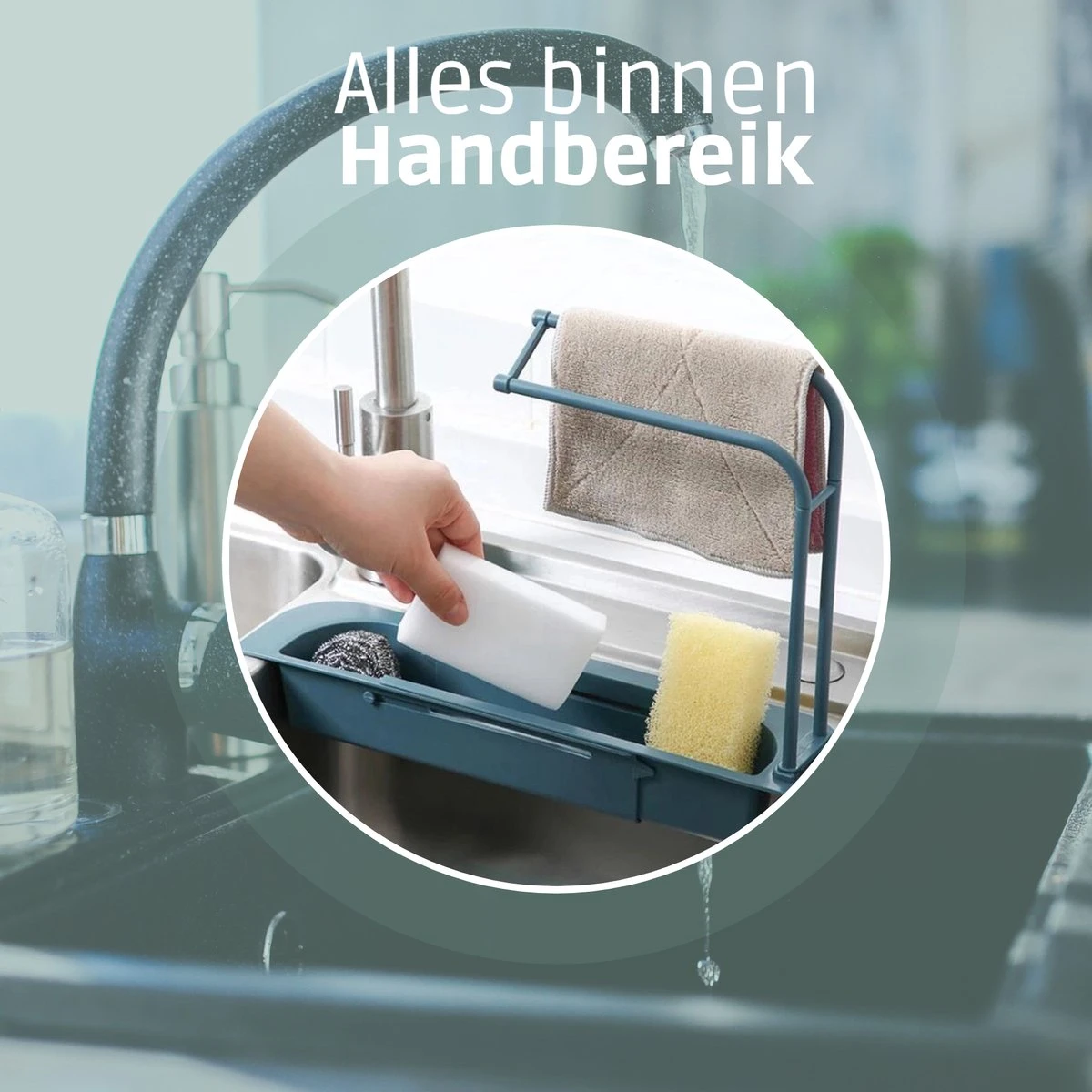 Merkloos Gootsteen Organizer - Aanrecht Organizer - Gootsteen Bakje - Vaatdoekhouder - Sponshouder - Opbergrek - Plastic 5 Merkloos Gootsteen Organizer - Aanrecht Organizer - Gootsteen Bakje - Vaatdoekhouder - Sponshouder - Opbergrek - Plastic - Afbeelding 3