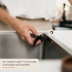 Kitchen Lab Co. Vaatdoek Caddy™ Magnetisch - Zwart RVS - Vaatdoekhouder Magnetisch - Gootsteen Organizer - Aanrecht Organiser -Thuisopslag 1200x1200 1942