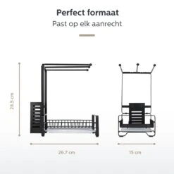 Organess®- Vaatdoekhouder - Aanrecht Organiser - Aanrecht Organizer - Gootsteen Organiser - Gootsteen Organizer - Incl. Premium Afwasborstel - Keuken Organizer - Sponshouder - Sponshouder Gootsteen - Aanrechtbakje -RVS - Zwart -Thuisopslag 1200x1200 1960