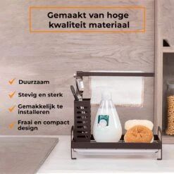 Kitchenful Aanrecht Organiser - Gootsteen Organizer - Vaatdoekhouder - Sponshouder - Keuken Organizer - Opbergrek - Keukenrek - Zwart 12 Kitchenful Aanrecht Organiser - Gootsteen Organizer - Vaatdoekhouder - Sponshouder - Keuken Organizer - Opbergrek - Keukenrek - Zwart -Thuisopslag 1200x1200 1963