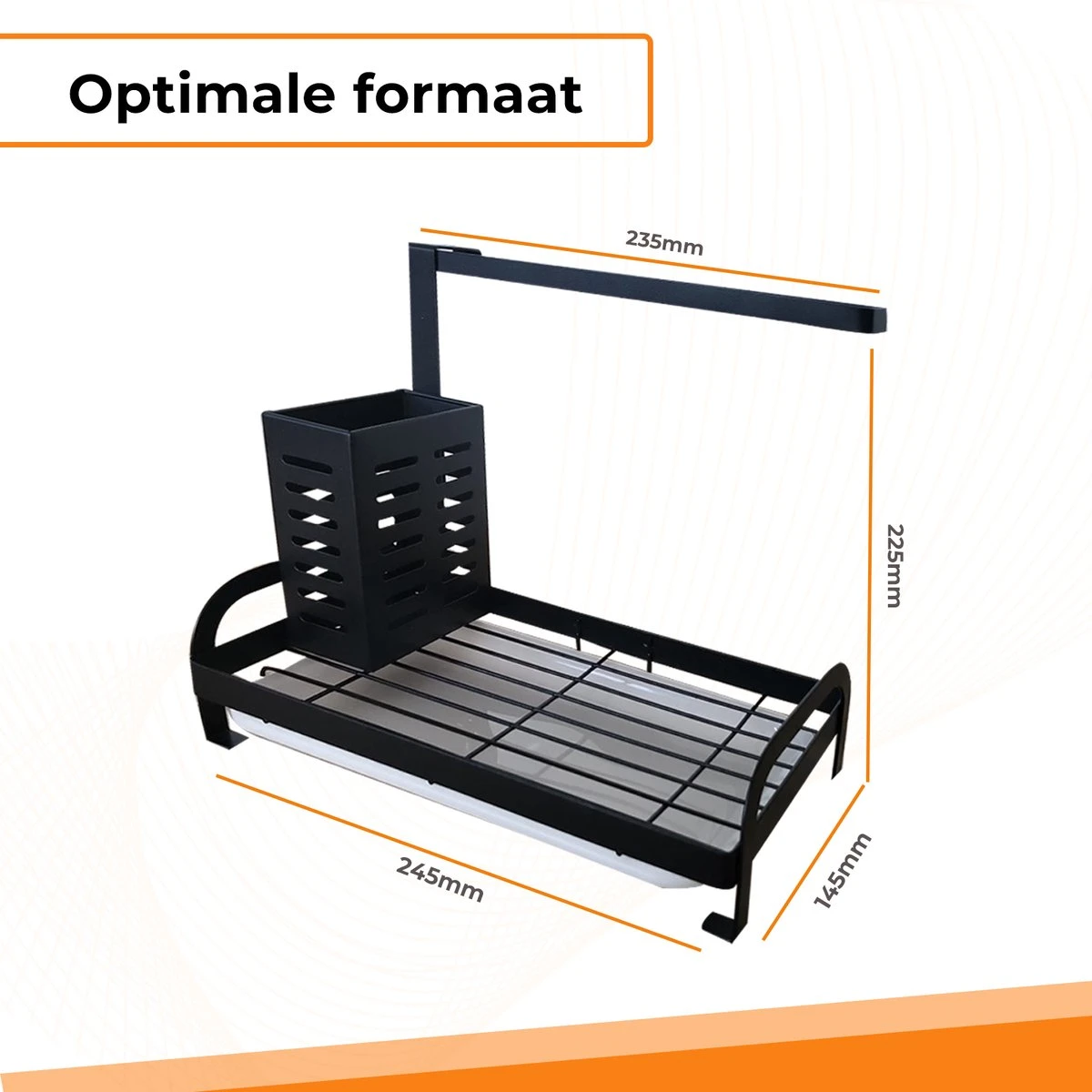 Kitchenful Aanrecht Organiser - Gootsteen Organizer - Vaatdoekhouder - Sponshouder - Keuken Organizer - Opbergrek - Keukenrek - Zwart 7 Kitchenful Aanrecht Organiser - Gootsteen Organizer - Vaatdoekhouder - Sponshouder - Keuken Organizer - Opbergrek - Keukenrek - Zwart - Afbeelding 5