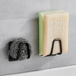 Nolad® - Sponshouder - Vaatdoekhouder - Gootsteen Organiser - Wandhaak - 2 Stuks - Zwart -Thuisopslag 1200x1200 1965