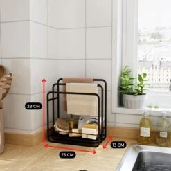 BROËL™ Vaatdoekhouder - Aanrecht Organiser - Keuken Organizers - Afdruiprek - Gootsteen Organizer - Aanrechtorganizer - Anti-roest - Hoge Kwaliteit - Zwart -Thuisopslag 1200x1200 1967