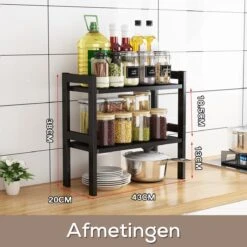 BROËL™ Organizer - Bureau Organizer - Aanrecht Organiser - Keukenrek - Kruidenrek - Keuken Organizers - Kast Organizer - Gootsteenkast Organizer - Badkamer Organizer - Zwart – Tweelaags - Metaal – Robuust -Thuisopslag 1200x1200 2016
