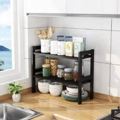 BROËL™ Organizer - Bureau Organizer - Aanrecht Organiser - Keukenrek - Kruidenrek - Keuken Organizers - Kast Organizer - Gootsteenkast Organizer - Badkamer Organizer - Zwart – Tweelaags - Metaal – Robuust -Thuisopslag 1200x1200 2017