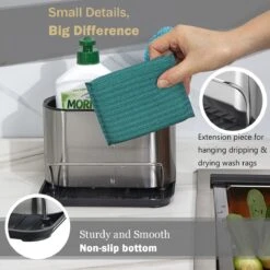 Framehack Gootsteen Organizer Voor Keuken Accessoires - RVS – Aanrechtbakje – Aanrecht Organizer - Vaatdoekhouder – Roestvrij Staal- Grijs -Thuisopslag 1200x1200 2018