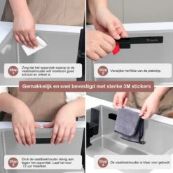 Lopoleis Vaatdoekhouder RVS – Mat Zwart – Keuken Organizers – Keuken Accessoires - Aanrecht Organiser -Thuisopslag 1200x1200 2033