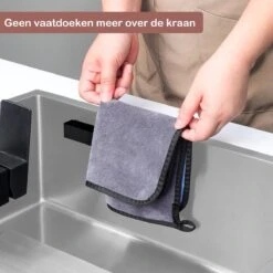 Lopoleis Vaatdoekhouder RVS – Mat Zwart – Keuken Organizers – Keuken Accessoires - Aanrecht Organiser -Thuisopslag 1200x1200 2034