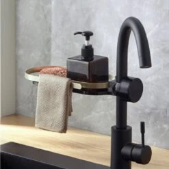 Stylumo Gootsteen Organizer Zwart – Vaatdoek En Sponshouder – Aanrecht & Keuken Organizer – Douche Organizer – Douche Rek Zonder Boren -Thuisopslag 1200x1200 2043