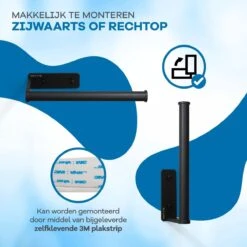 WITTS Keukenrolhouder - Zelfklevend - Keukenrolhouder Zwart - Rollenhouder -Thuisopslag 1200x1200 2056