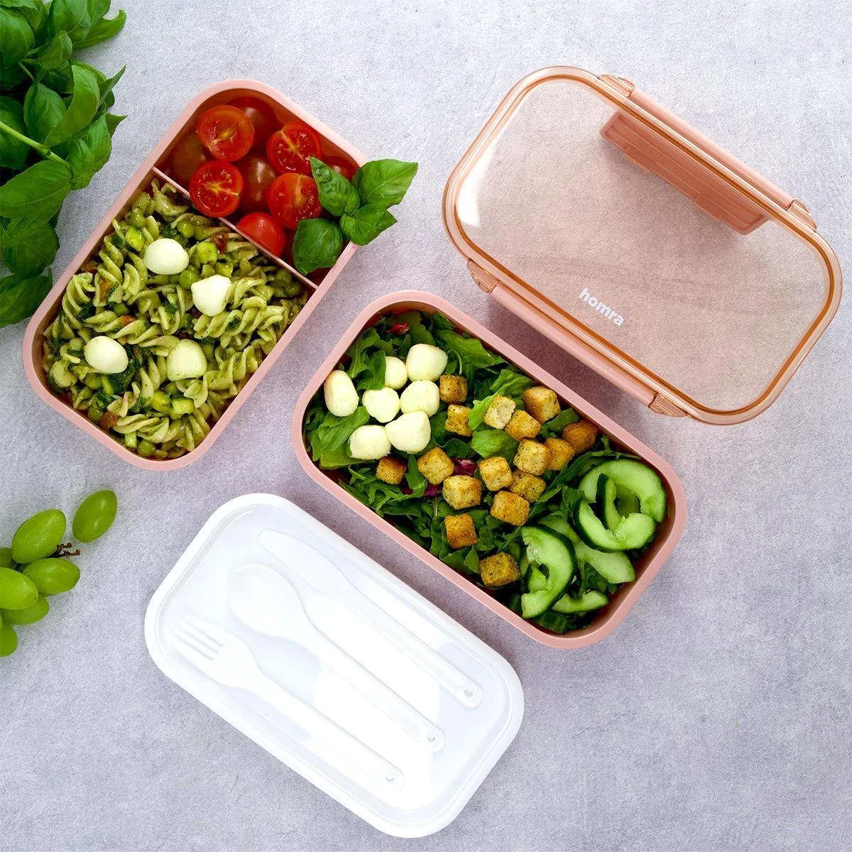 Homra Lunchbox STAQS Pink - Bento Box - 2 Laags Broodtrommel - 3 Compartimenten - Roze - Lunch To Go - Duurzaam Kunststof - BPA Vrij - 3 Vaks Lunchtrommel Voor Volwassenen - Inclusief Bestek - Magnetron, Diepvries, Vaatwasser Bestendig - Vers Houden 16 Homra Lunchbox STAQS Pink - Bento Box - 2 Laags Broodtrommel - 3 Compartimenten - Roze - Lunch To Go - Duurzaam Kunststof - BPA Vrij - 3 Vaks Lunchtrommel Voor Volwassenen - Inclusief Bestek - Magnetron, Diepvries, Vaatwasser Bestendig - Vers Houden - Afbeelding 14
