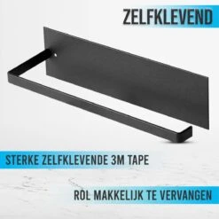 Keukenrolhouder Zwart - Zelfklevend - Hangend -Thuisopslag 1200x1200 2079