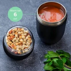 Coninx Thermos Lunchbox - Muesli Beker To Go - Isoleer Lunchpot - Yoghurtbeker To Go - Mueslibeker 840ml (600ml+240ml) - RVS / Zwart -Thuisopslag 1200x1200 208