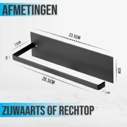 Keukenrolhouder Zwart - Zelfklevend - Hangend -Thuisopslag 1200x1200 2080