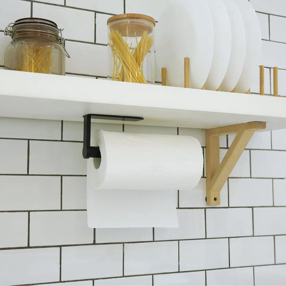 Hanamura Keukenrolhouder - Zelfklevend - Hangend - Zwart 8 Hanamura Keukenrolhouder - Zelfklevend - Hangend - Zwart - Afbeelding 6