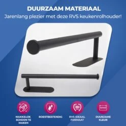 Roegaarden Keukenrolhouder - Zwart - Niet Boren - Hoogwaardige Kwaliteit -Thuisopslag 1200x1200 2105