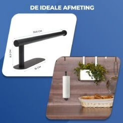 Roegaarden Keukenrolhouder - Zwart - Niet Boren - Hoogwaardige Kwaliteit -Thuisopslag 1200x1200 2107