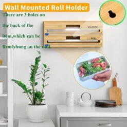 Keukenrolhouder Folie En Plastic Wrap Organizer, 3 In 1 Wrap Dispenser Met Cutter, Bamboe Roll Organisatie Opslag Houder, Aluminiumfolie, Wax Papier, Perkamentpapier, Tin Foil Dispenser Voor Lade (3in1) -Thuisopslag 1200x1200 2111