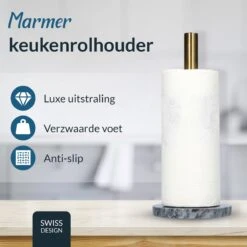 Lifell Home&Living Luxe Zwarte Staande Keukenrolhouder -Keukenaccessoires - Keukenpapier - Goud/Brons -Thuisopslag 1200x1200 2123