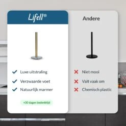 Lifell Home&Living Luxe Zwarte Staande Keukenrolhouder -Keukenaccessoires - Keukenpapier - Goud/Brons -Thuisopslag 1200x1200 2125