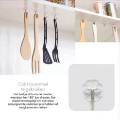 Livono Zelfklevende Ophanghaken- 8 Stuks Zelfklevende Transparant Haakjes - Haken - Badkamer Accessoires - Hanger - Handdoek Haakjes - Zelfklevend - Ophangsysteem - Keuken - Haakjes Ophang -Thuisopslag 1200x1200 2181