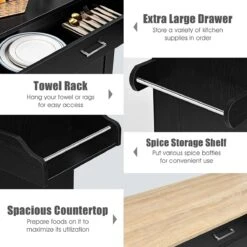 Keukeneiland Serveerwagen, Rollende Keukenwagen Met Vergrendelbare Rubberen Wielen, Grote Kast, Lade, Kruidenrek En Handdoekrek, 3-positie Verstelbare Plank, Keukentrolley, 116 X 40 X 85 Cm (Zwart) 14 Keukeneiland Serveerwagen, Rollende Keukenwagen Met Vergrendelbare Rubberen Wielen, Grote Kast, Lade, Kruidenrek En Handdoekrek, 3-positie Verstelbare Plank, Keukentrolley, 116 X 40 X 85 Cm (Zwart) -Thuisopslag 1200x1200 2205