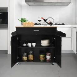 Keukeneiland Serveerwagen, Rollende Keukenwagen Met Vergrendelbare Rubberen Wielen, Grote Kast, Lade, Kruidenrek En Handdoekrek, 3-positie Verstelbare Plank, Keukentrolley, 116 X 40 X 85 Cm (Zwart) 17 Keukeneiland Serveerwagen, Rollende Keukenwagen Met Vergrendelbare Rubberen Wielen, Grote Kast, Lade, Kruidenrek En Handdoekrek, 3-positie Verstelbare Plank, Keukentrolley, 116 X 40 X 85 Cm (Zwart) -Thuisopslag 1200x1200 2208