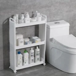 Merkloos Decopatent® Smal Keukenrek Opbergrek 3 Laags Op Wieltjes Met Vakken - Smalle Kast - Keukentrolley Met Wielen - Badkamer - Nisrek -Thuisopslag 1200x1200 2218