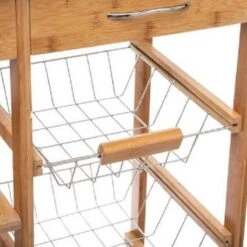 Keukentrolley Bamboe Op Wielen - Keukenwagen - Houten Serveerwagen Met Metalen Bovenblad - 37 X 73.5 X 86 Cm -Thuisopslag 1200x1200 2222