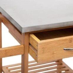 Keukentrolley Bamboe Op Wielen - Keukenwagen - Houten Serveerwagen Met Metalen Bovenblad - 37 X 73.5 X 86 Cm -Thuisopslag 1200x1200 2224