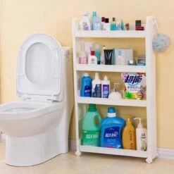 Merkloos Decopatent® Smal Keukenrek Opbergrek 4 Laags Op Wieltjes Met Vakken - Smalle Kast - Keukentrolley Met Wielen - Badkamer - Nisrek -Thuisopslag 1200x1200 2283