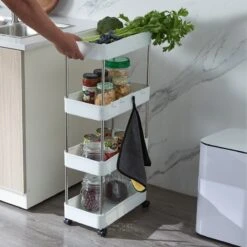 4-laagse Opslagtrolley Met Wielen - Trolley Of Rek Voor Keuken, Kantoor & Badkamer - 40 X 22 X 86 Cm - Wit -Thuisopslag 1200x1200 2293