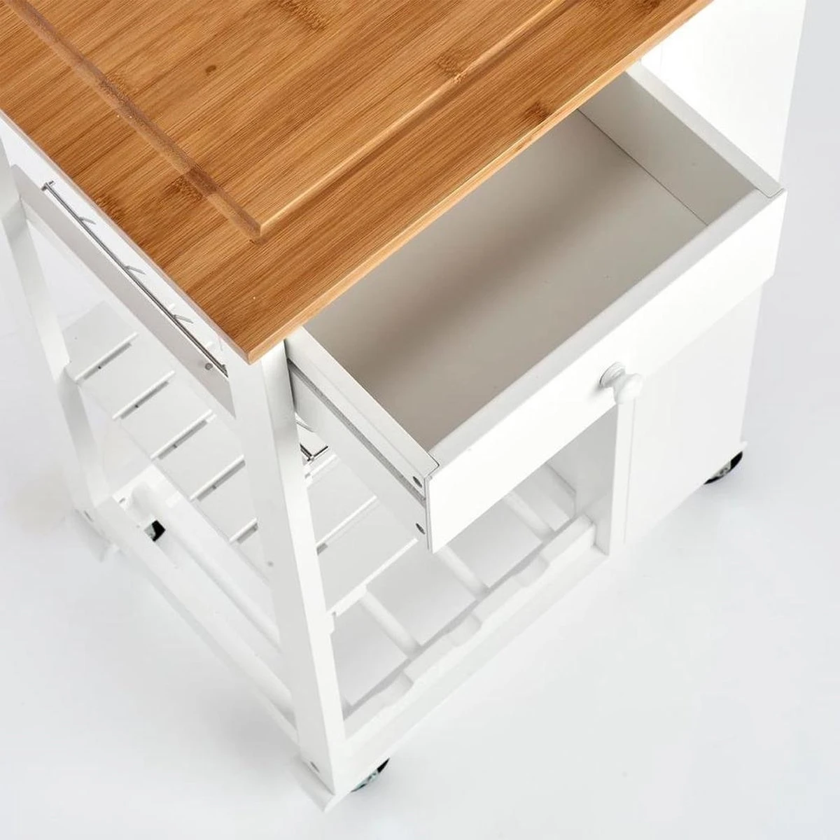Keuken Trolley/kastje Met Uitschuifbare Mandjes, Wijnrek En Plankjes Aan De Zijkant 50 X 86 Cm - Zeller - Woondecoratie - Keuken Accessoires/benodigdheden - Bijzetkastjes - Trolleys 4 Keuken Trolley/kastje Met Uitschuifbare Mandjes, Wijnrek En Plankjes Aan De Zijkant 50 X 86 Cm - Zeller - Woondecoratie - Keuken Accessoires/benodigdheden - Bijzetkastjes - Trolleys - Afbeelding 2