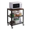 Verrijdbaar Tafeltje Keuken Kast Met Wielen - Verrijdbaar Serveer Keukenrek Op Wielen - Zwart Tafeltje Rek Met Wieltjes - Serveerwagen Bijzet