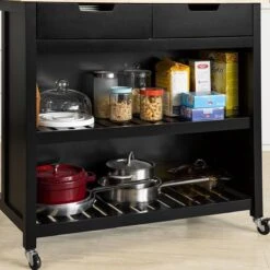 Simpletrade Keukentrolley - Keukeneiland Met 2 Lades - Hout - Wit - 100x94x60 Cm -Thuisopslag 1200x1200 2326