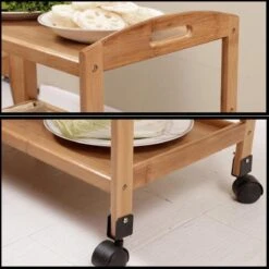 Merkloos Decopatent® Keukentrolley Op Wieltjes - 3 Laags Bamboe Houten Keukenwagen - Serveerwagen Trolley Met 4 Wielen - Keuken Trolley -Thuisopslag 1200x1200 2339