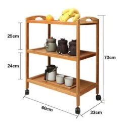 Merkloos Decopatent® Keukentrolley Op Wieltjes - 3 Laags Bamboe Houten Keukenwagen - Serveerwagen Trolley Met 4 Wielen - Keuken Trolley -Thuisopslag 1200x1200 2341