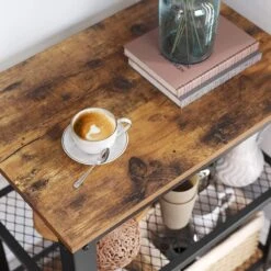 Merkloos Serveerwagen, Keukentrolley, Trolley, Keukenplank Op 4 Wielen, Stalen Frame, 3 Planken, Voor Keuken En Woonkamer, Industrieel Design, Vintage Bruinzwart LRC78X -Thuisopslag 1200x1200 2346