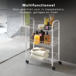 Cheqo® Keukentrolley - Opbergrek Verrijdbaar - Rolwagen - Keukenrek - Trolley - Voor Badkamer Of Keuken - Wit Met 3 Manden - 40x26xH62cm 9 Cheqo® Keukentrolley - Opbergrek Verrijdbaar - Rolwagen - Keukenrek - Trolley - Voor Badkamer Of Keuken - Wit Met 3 Manden - 40x26xH62cm -Thuisopslag 1200x1200 2364