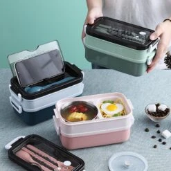 Lunchbox - Meal Prep Bakjes - Lunch Box Met Deksel - Meal Prep – Bento Box - Lunchtrommel Met Bestek Groen -Thuisopslag 1200x1200 237