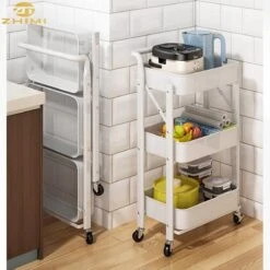 Inklapbare Keukentrolley - Keukentrolley Op Wieltjes - Serveerwagen - Metaal - Wit - 89,5*44*30cm -Thuisopslag 1200x1200 2382