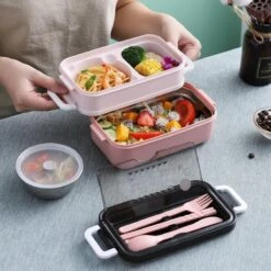 Lunchbox - Meal Prep Bakjes - Lunch Box Met Deksel - Meal Prep – Bento Box - Lunchtrommel Met Bestek Groen -Thuisopslag 1200x1200 239
