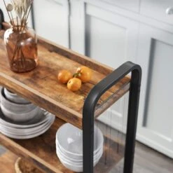 Hoppa! Serveerkar 3 Niveaus - Zwart/Bruin - Metaal - 66 X 26 X 85 Cm -Thuisopslag 1200x1200 2390