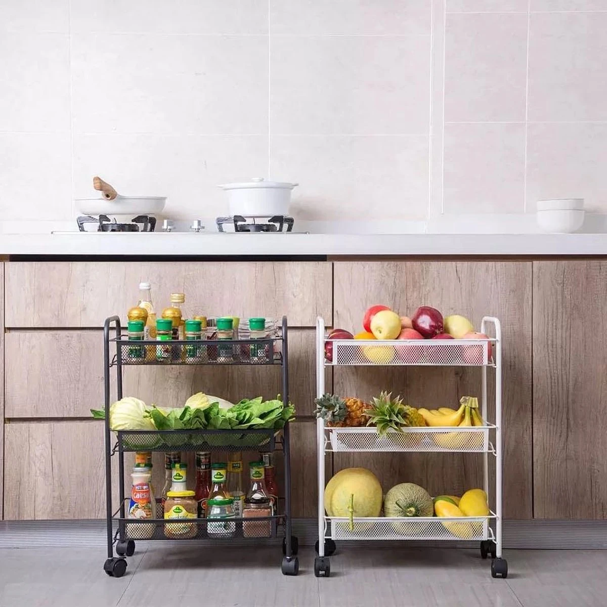 Buxibo Opbergrek 3 Laags Op Wieltjes Met Vakken - Keukentrolley Op Wielen - Badkamer/Keuken/Kamer Opbergrek - Nisrek - 45cmx37cmx63cm - Zwart 11 Buxibo Opbergrek 3 Laags Op Wieltjes Met Vakken - Keukentrolley Op Wielen - Badkamer/Keuken/Kamer Opbergrek - Nisrek - 45cmx37cmx63cm - Zwart - Afbeelding 9