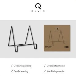 QUVIO Boekensteun Minimalistisch - Boekenstandaard - Boekenhouder - Boekensteunen Voor Volwassenen - Tijdschriftenrek - Tijdschriftenhouder - Modern - Metaal - 15,5 X 13 X 14 Cm - Zwart -Thuisopslag 1200x1200 2404