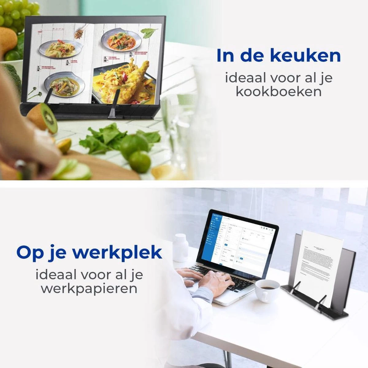 Soothe 7-Traps Verstelbare Boekenstandaard – Kookboekstandaard – Boekenhouder – Tablethouder – Documentenhouder – Zwart Metaal 5 Soothe 7-Traps Verstelbare Boekenstandaard – Kookboekstandaard – Boekenhouder – Tablethouder – Documentenhouder – Zwart Metaal - Afbeelding 3