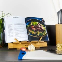 AWEMOZ Boekenstandaard Duurzaam Bamboe Hout – Boekenhouder – Kookboekstandaard Met Bladzijden Houder – Leesstandaard – Verstelbaar In 3 Standen & Inklapbaar - Boekensteun - Tablethouder -Thuisopslag 1200x1200 2414