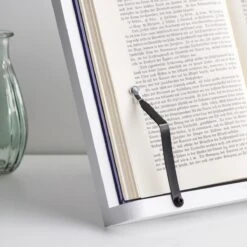 Navaris Bamboe Kookboekenstandaard En Tablethouder - Met 2 Verstelbare Metalen Paginaklemmen - 33 X 24 Cm - Wit -Thuisopslag 1200x1200 2427